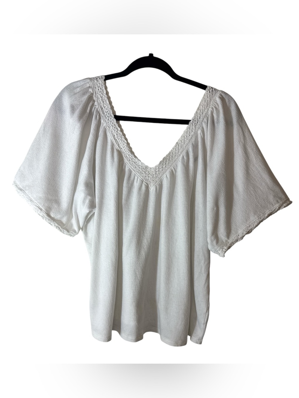 Miss Me Womens White V-Neck Peasant Blouse Size Large - Lightweight Women Roomy